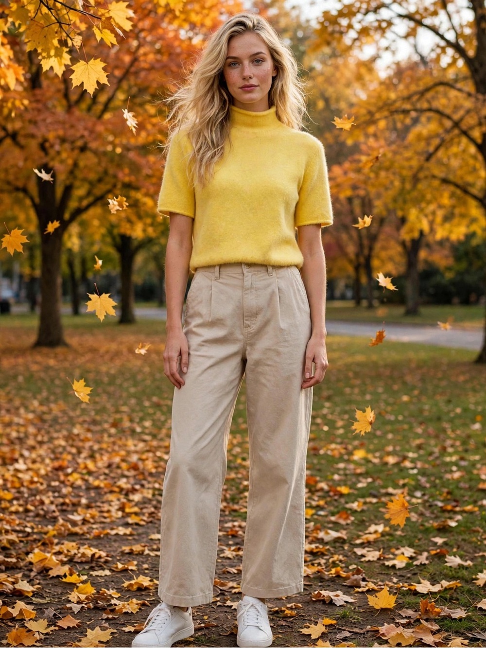 Zara Short-Sleeve Mock Neck Tee in Yellow